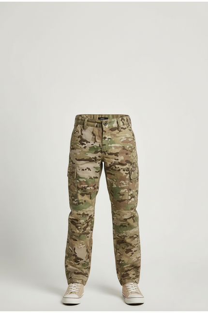 Pantalon Cargo Camouflage Militaire Enfant Décontracté Multipoches - Multicolore Toile - vue 3