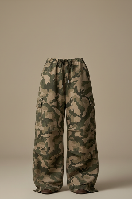 Pantalon Cargo Camouflage Ample Taille Haute Femme - Imprimé Toile - vue 3
