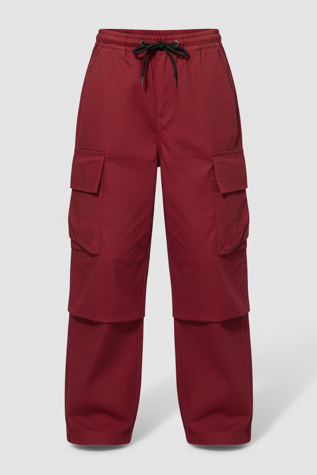 Pantalon Cargo Bordeaux Ample Multipoches Enfant Décontracté - Coton - vue 3