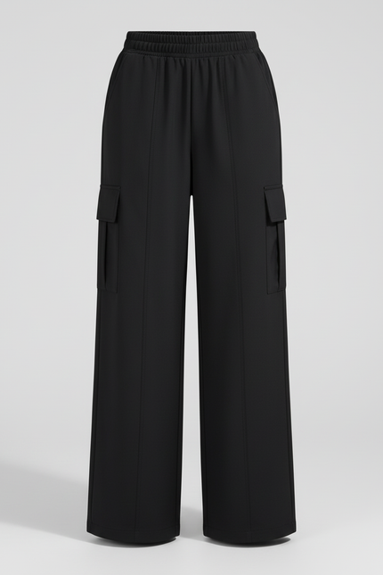 Pantalon Cargo Noir Ample Coupe Large Fille - Polyester - vue 3