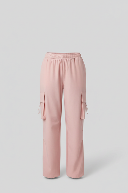 Pantalon Cargo Rose Ample Taille Haute Décontracté - Polyester - vue 3