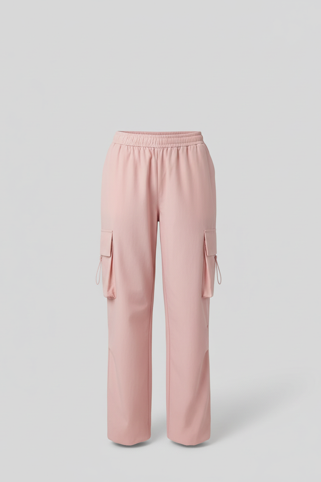 Pantalon Cargo Rose Ample Taille Haute Décontracté - Polyester - vue 3