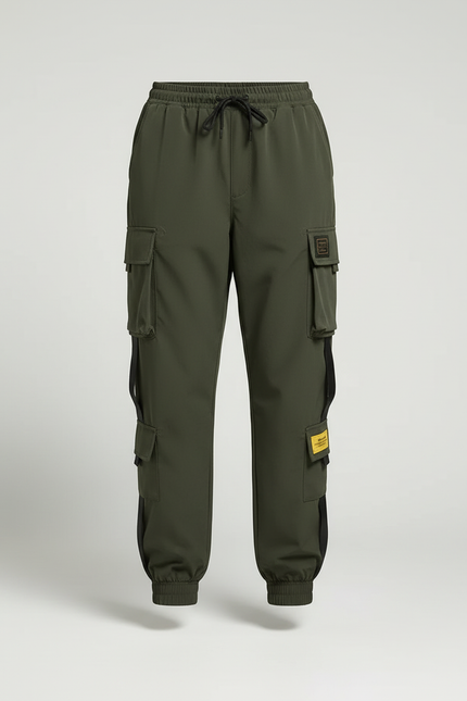 Pantalon Cargo Femme Vert Militaire Ample Multipoches Décontracté - Kaki Polyester - vue 3
