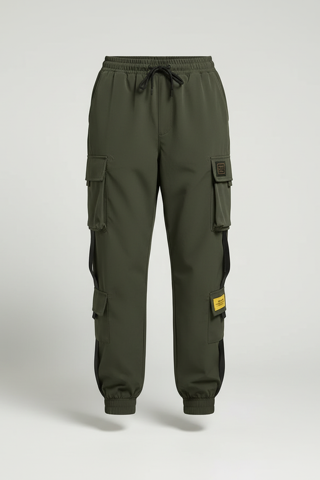 Pantalon Cargo Femme Vert Militaire Ample Multipoches Décontracté - Kaki Polyester - vue 3