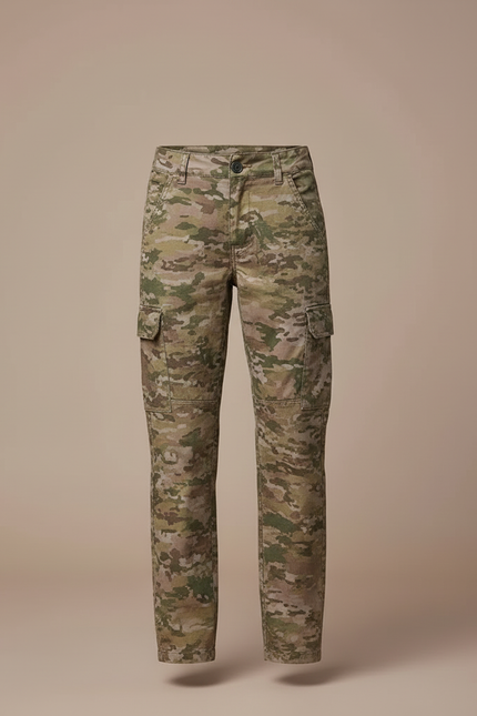Pantalon Cargo Camouflage Enfant Slim Respirant - Multicolore Toile - vue 3