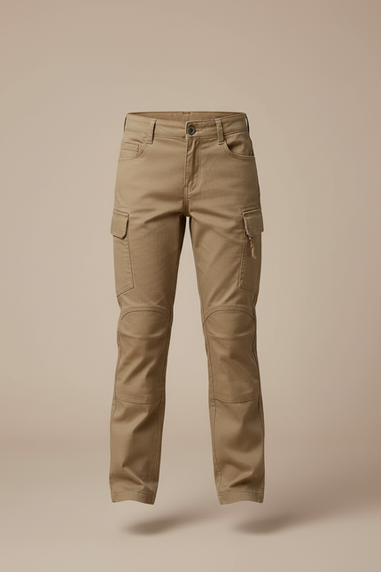 Pantalon Cargo Kaki Coupe Droite Enfant Décontracté - Toile - vue 3