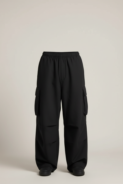 Pantalon Cargo Noir Ample Multipoches Décontracté Homme - Polyester - vue 3