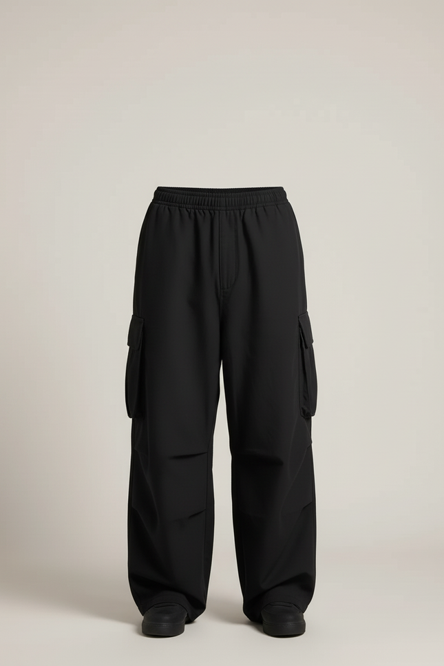 Pantalon Cargo Noir Ample Multipoches Décontracté Homme - Polyester - vue 3