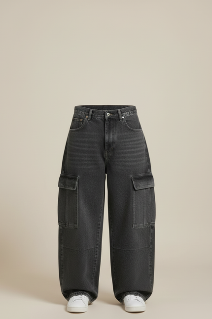 Pantalon Cargo Gris Ample Denim Multipoches Homme - Jean - vue 3