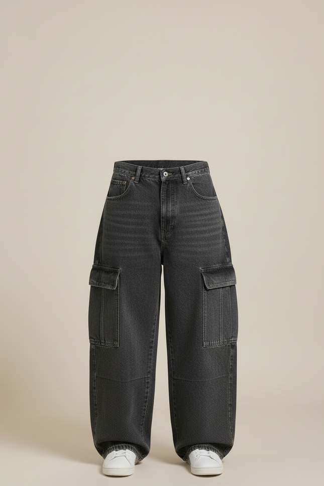 Pantalon Cargo Gris Ample Denim Multipoches Homme - Jean - vue 3