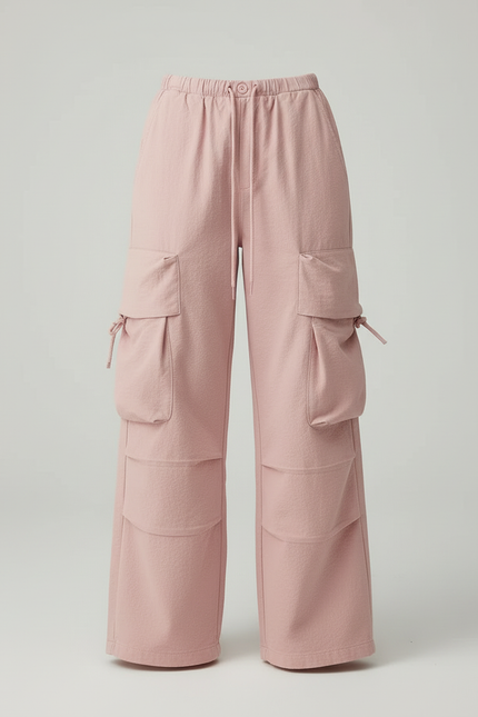 Pantalon Cargo Rose Ample Fluide Décontracté Femme - Molleton - vue 3