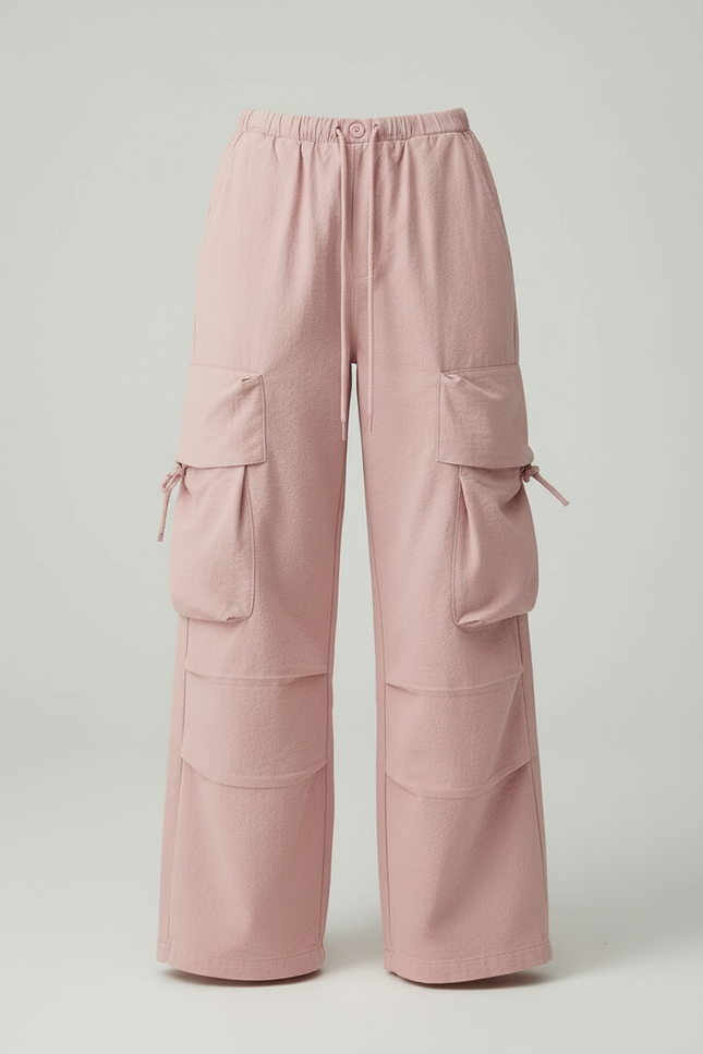 Pantalon Cargo Rose Ample Fluide Décontracté Femme - Molleton - vue 3