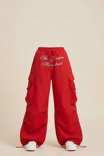 Pantalon Cargo Rouge Ample Imprimé Fille - Polyester - vue 3