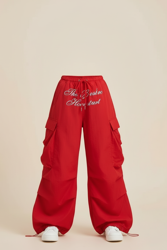 Pantalon Cargo Rouge Ample Imprimé Fille - Polyester - vue 3