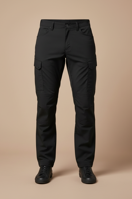 Pantalon Cargo Homme Noir Coupe Droite Multipoches Décontracté - Polyester - vue 3