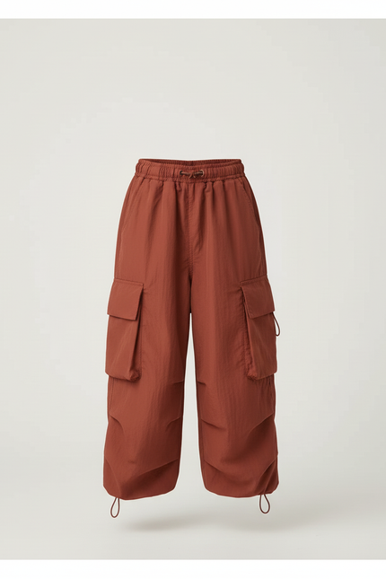 Pantalon Cargo Marron Ample Multipoches Fille - Polyester - vue 3