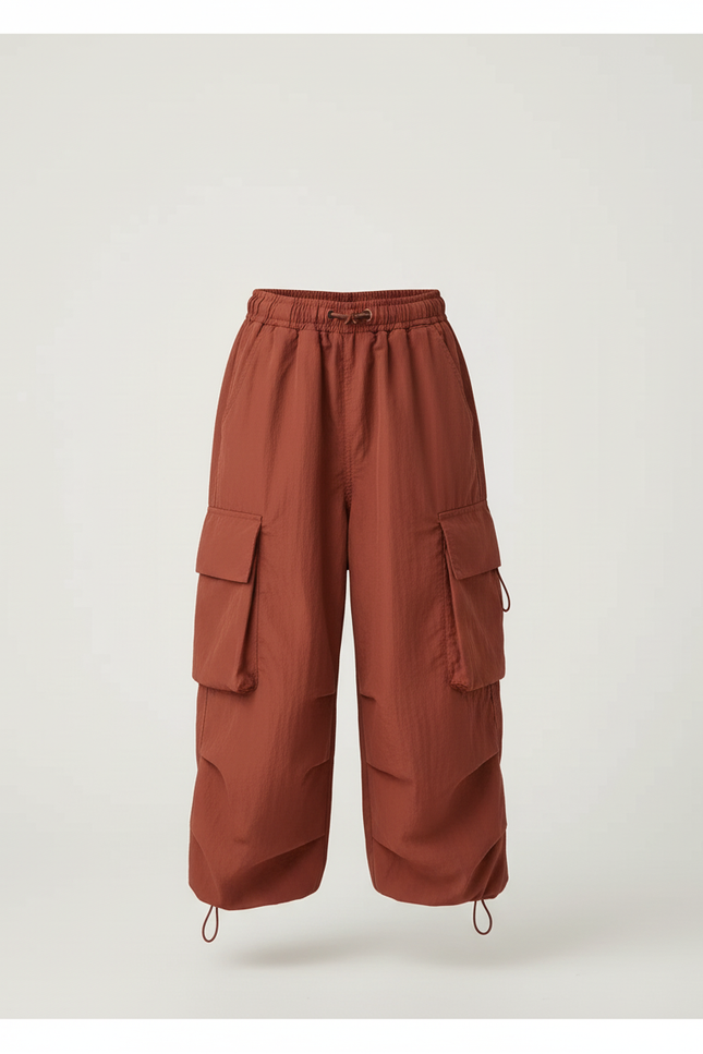 Pantalon Cargo Marron Ample Multipoches Fille - Polyester - vue 3