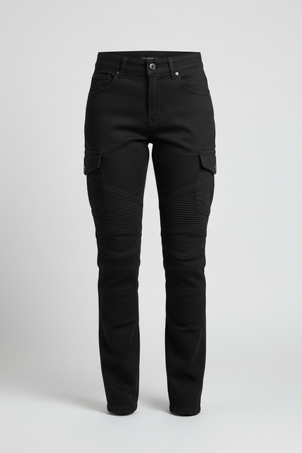 Pantalon Cargo Noir Slim Motard Femme - Toile - vue 3