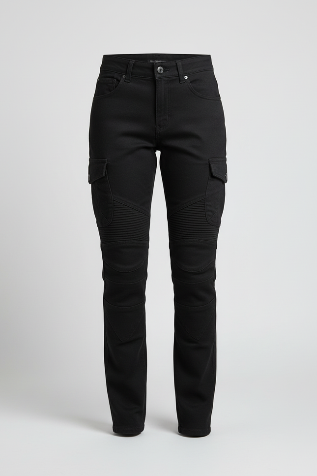 Pantalon Cargo Noir Slim Motard Femme - Toile - vue 3