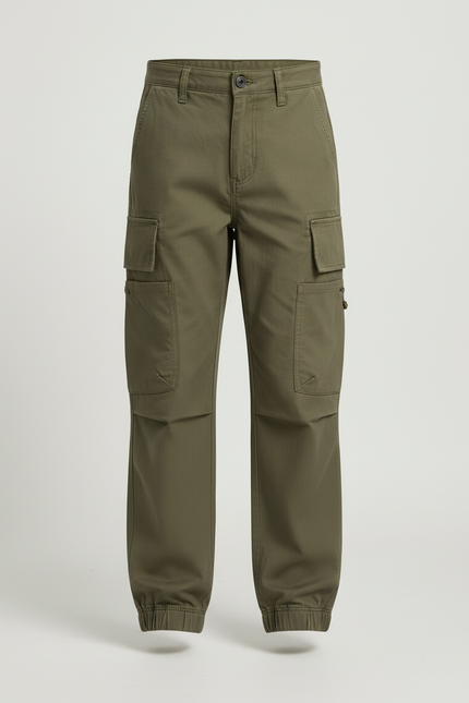 Pantalon Cargo Fille Vert Olive Jogger - Kaki Gabardine - vue 3