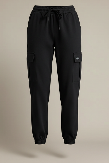 Pantalon Cargo Noir Ample Multipoches Femme - Polyester - vue 3