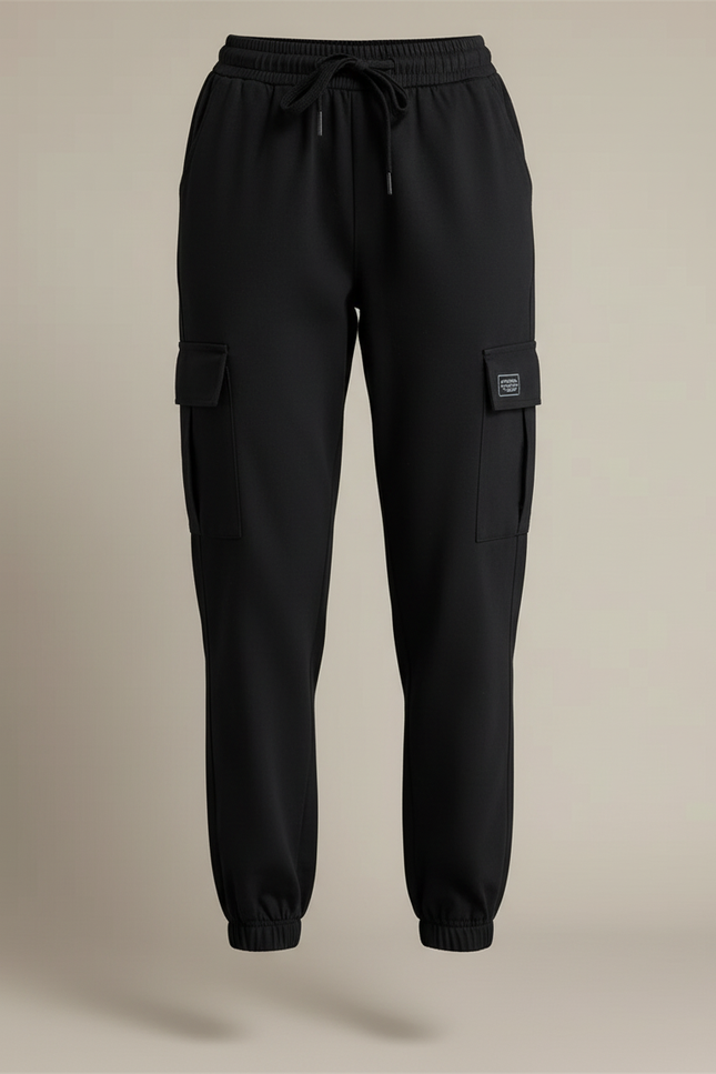 Pantalon Cargo Noir Ample Multipoches Femme - Polyester - vue 3