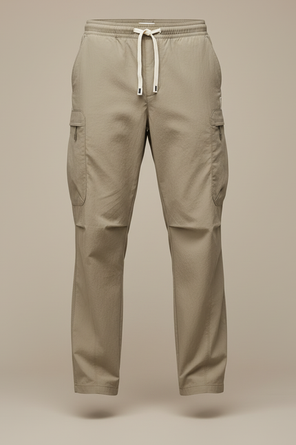 Pantalon Cargo Ample Beige Coton Décontracté Multipoches - Polyester - vue 3