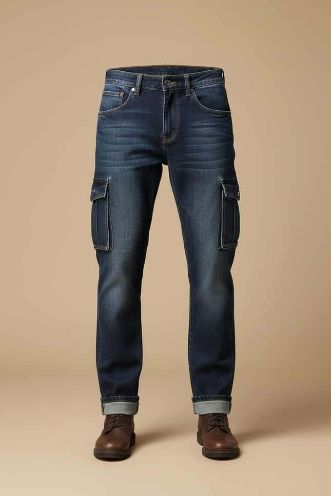 Pantalon Cargo Bleu Denim Multipoches Homme - Jean - vue 3