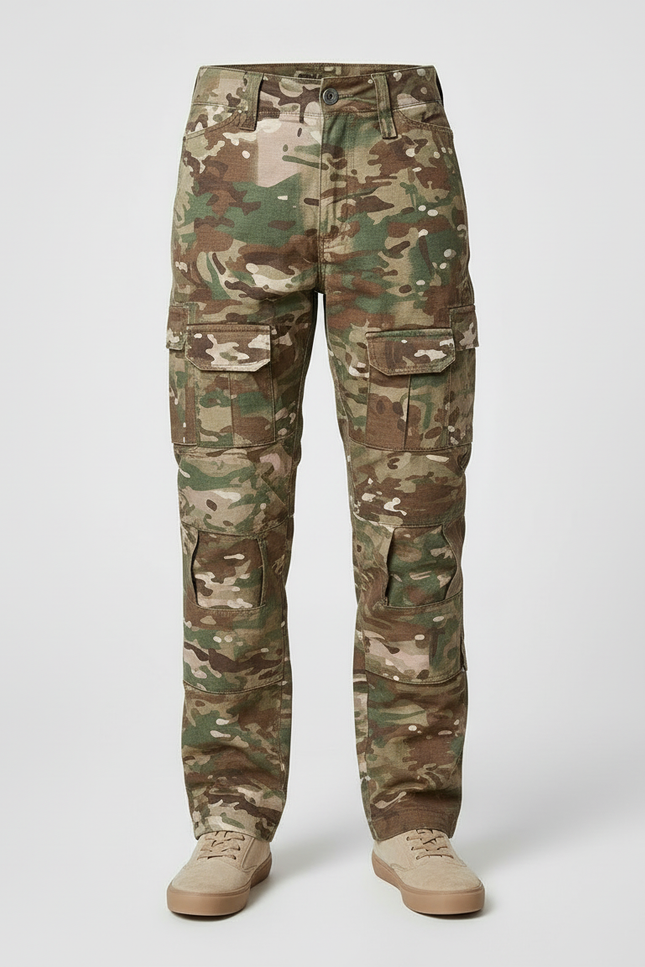 Pantalon Cargo Camouflage Militaire Enfant Tactique Multi-Poches - Multicolore Toile - vue 3