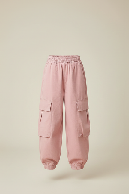 Pantalon Cargo Fille Rose Jogger - Toile - vue 3