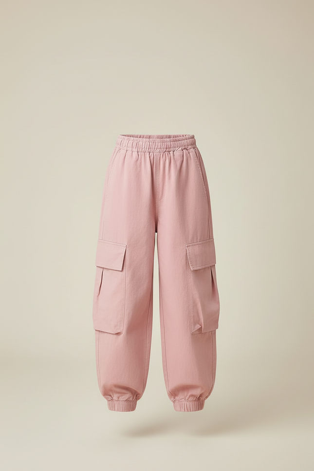 Pantalon Cargo Fille Rose Jogger - Toile - vue 3