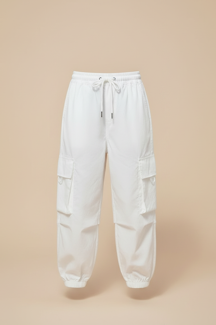 Pantalon Cargo Blanc Ample Poches Fille - Toile - vue 3