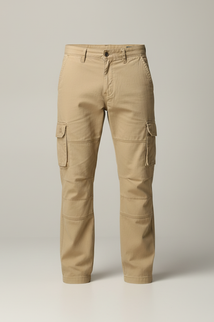 Pantalon Cargo Beige Coton Multipoches Droit Décontracté - Gabardine - vue 3