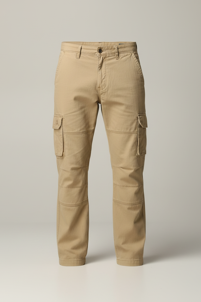 Pantalon Cargo Beige Coton Multipoches Droit Décontracté - Gabardine - vue 3