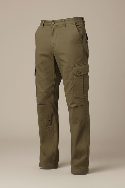 Pantalon Cargo Kaki Ample Coton Multipoches Renforcé - vue 3