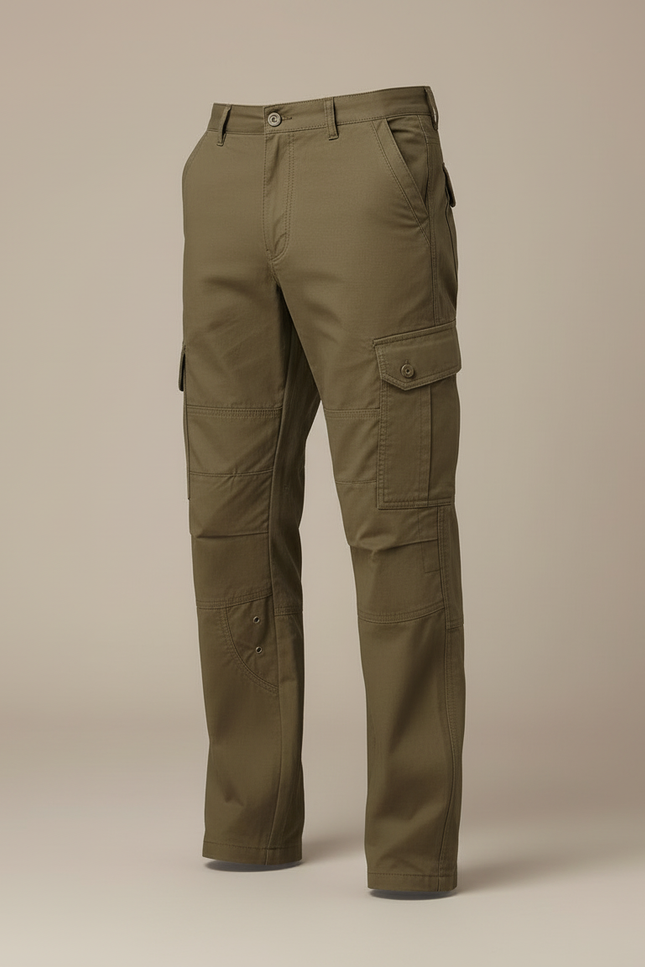 Pantalon Cargo Kaki Ample Coton Multipoches Renforcé - vue 3