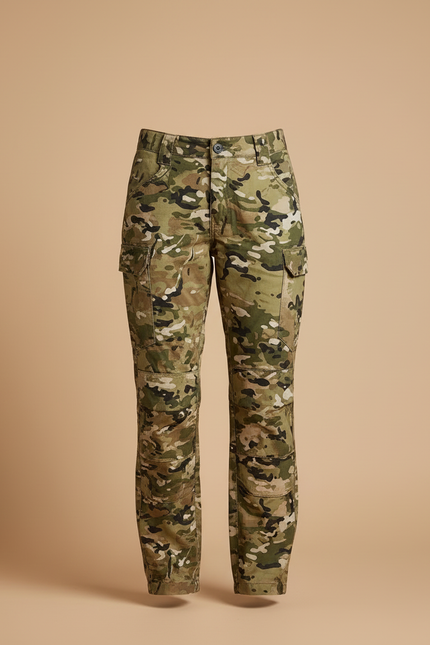 Pantalon Cargo Multicam Militaire Femme Multipoches Résistant - Multicolore Toile - vue 3