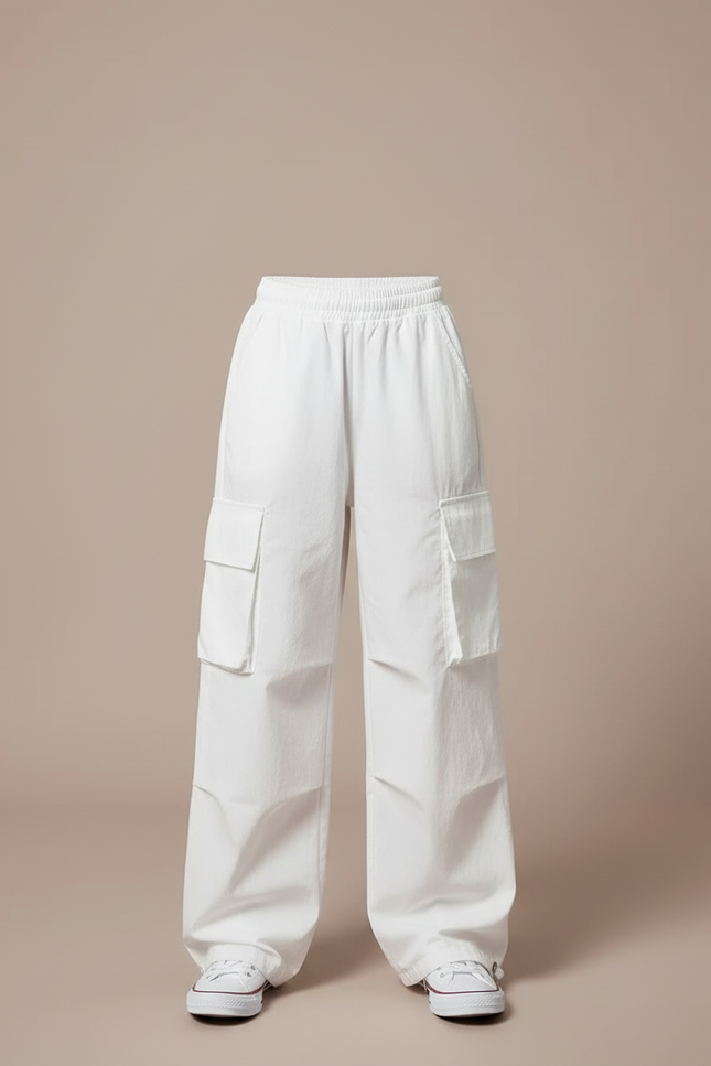 Pantalon Cargo Blanc Ample Décontracté Enfant - Toile - vue 3