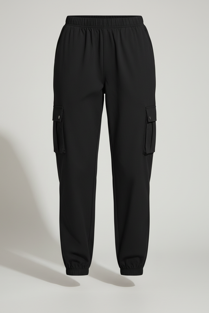 Pantalon Cargo Noir Femme Ample Poches - Polyester - vue 3