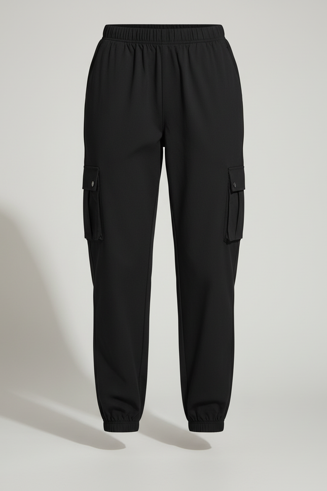 Pantalon Cargo Noir Femme Ample Poches - Polyester - vue 3