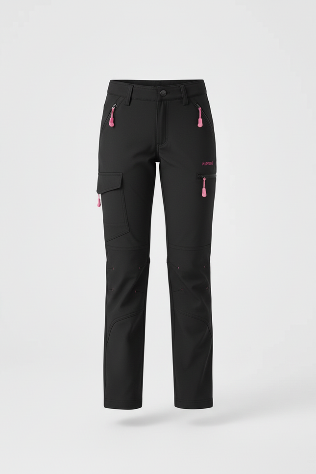 Pantalon Cargo Noir Technique Multipoches Fille Randonnée - Polyester - vue 3