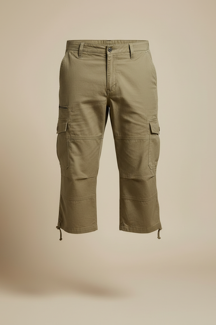 Pantalon Cargo Kaki Court Multipoches Homme Coton - Toile - vue 3