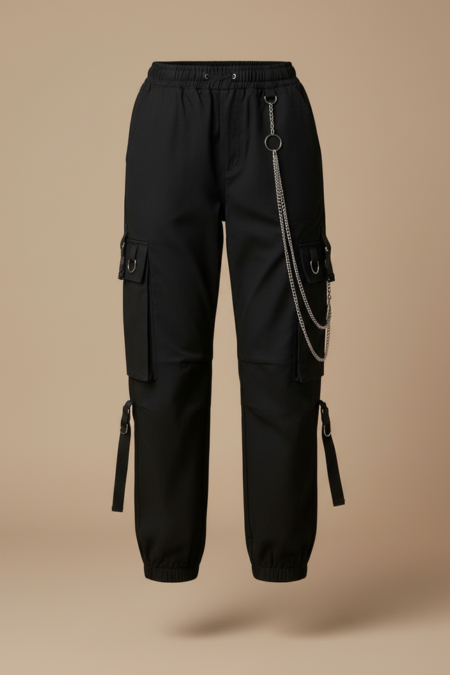 Pantalon Cargo Femme Noir Jogger - Toile - vue 3