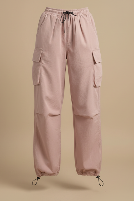 Pantalon Cargo Rose Ample Cordon Streetwear Décontracté - Toile - vue 3