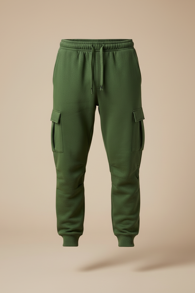 Pantalon Cargo Vert Molletonné Multipoches Homme - vue 3