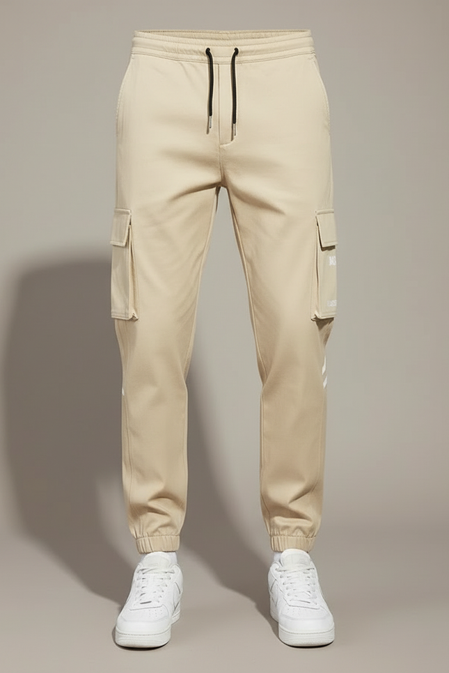 Pantalon Cargo Beige Décontracté Cordon Homme - Polyester - vue 3