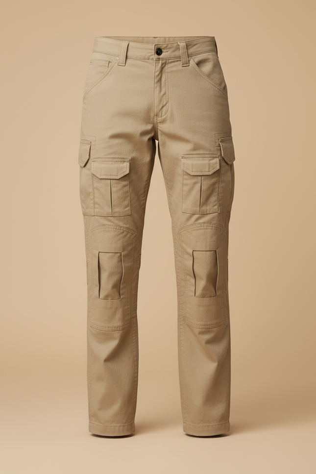 Pantalon Cargo Beige Multipoches Tactique Coton Femme - Toile - vue 3