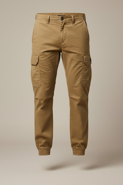 Pantalon Cargo Kaki Coton Jogger Multipoches Homme - vue 3