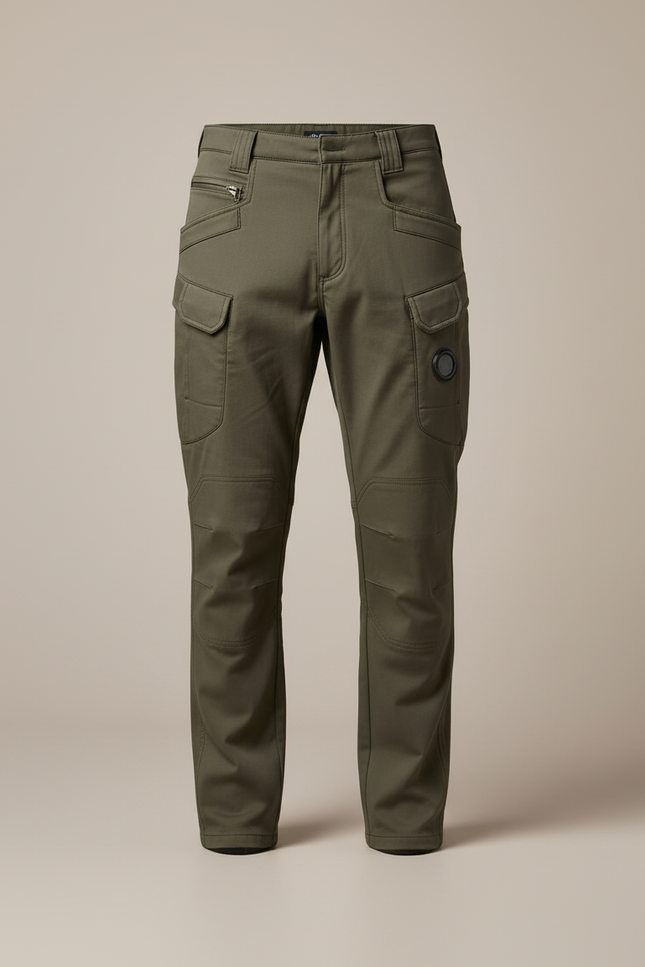 Pantalon Cargo Vert Kaki Multipoches Coupe Droite Homme - Gabardine - vue 3