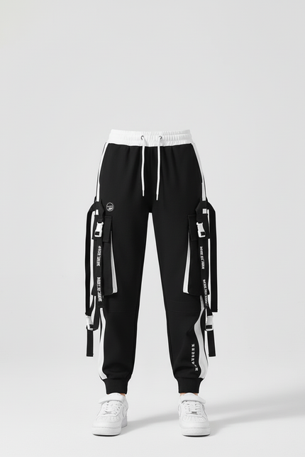 Pantalon Cargo Noir Ample Multipoches Fille Urbain - Molleton - vue 3